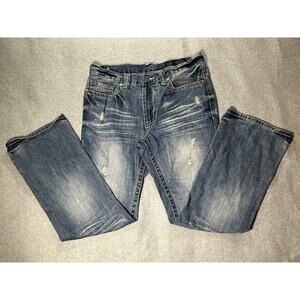 T.K. Axel Jeans Mens W32 L32 Wolcott Boot Cut Distressed Ripped Blue Denim